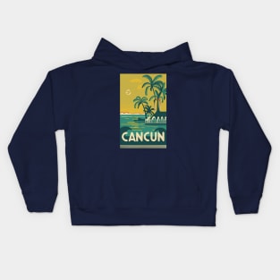 A Vintage Travel Art of Cancun - Mexico Kids Hoodie